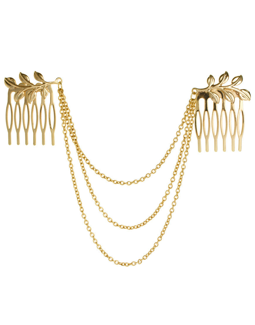 Leaf Chain Hair Comb with Tassels Hair Accessory