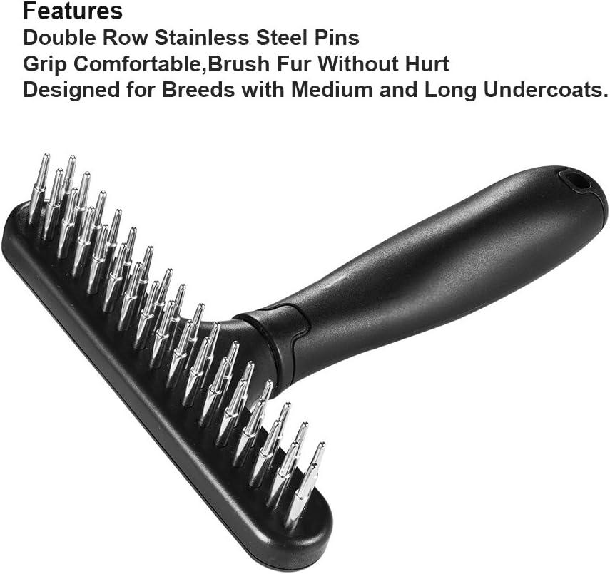 Pet Grooming Rake Double Row Pins