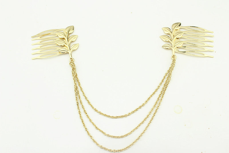 Leaf Chain Hair Comb with Tassels Hair Accessory